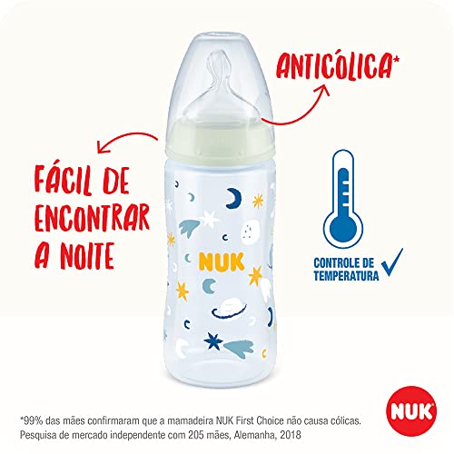 NUK Kit de Mamadeiras Anticólica Dia e Noite com Controle de Temperatura 300ml - Rosa