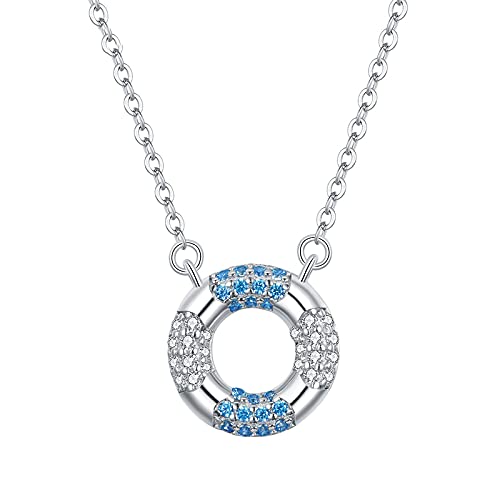 Anillo de natación azul en collar de cadena para niñas