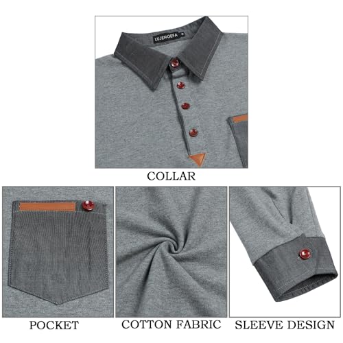 Polo de golf manches longues patchwork contrasté de qualité supérieure