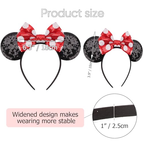 Image of DRESHOW Mouse Ears Bow Headbands Minnie Ears Headband Glitter Party Decoration Cosplay Costume for Women