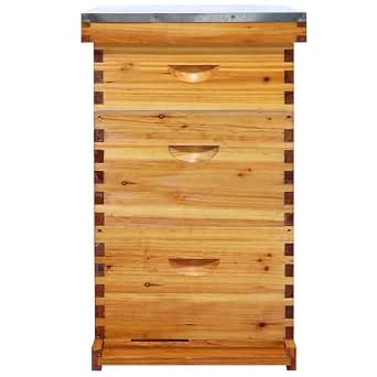 Langstroth 10 Frame Beehive Complete Starter Kit with Beeswax Coated Cedar Boxes