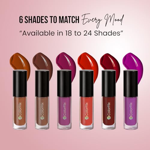Image of ColorFlix Glam Mini Lip Kit Set of 6, UltraStay Liquid Lipsticks for All Day Wear 2ml Each