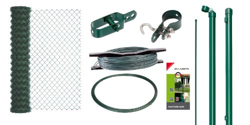 Preisvergleich Produktbild GAH-ALBERTS Maschendrahtzaun Set, zum Einbetonieren, 1000 mm Höhe, 10 m Rolle, grün 633172