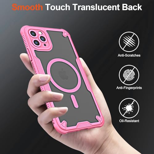 Coque magnétique iPhone 11 Pro antichoc compatible MagSafe avec dos mat rose
