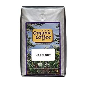 The Organic Coffee Co. Whole Bean Coffee – Hazelnut Crème (2lb Bag), Flavored, Medium Roast, USDA Organic