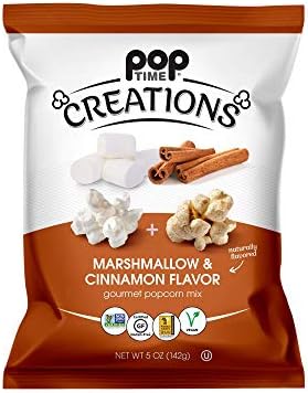 Poptime Creations Popcorn - Marshmallow & Cinnamon, 5oz Bags (6 Pack), 2 Flavors in 1 Bag, Vegan, Kosher, Non-GMO, Gluten Free