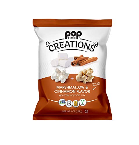 Poptime Creations Popcorn - Marshmallow & Cinnamon, 5Oz Bags (6 Pack), 2 Flavors In 1 Bag, Vegan, Kosher, Non-Gmo, Gluten Free #TOP17