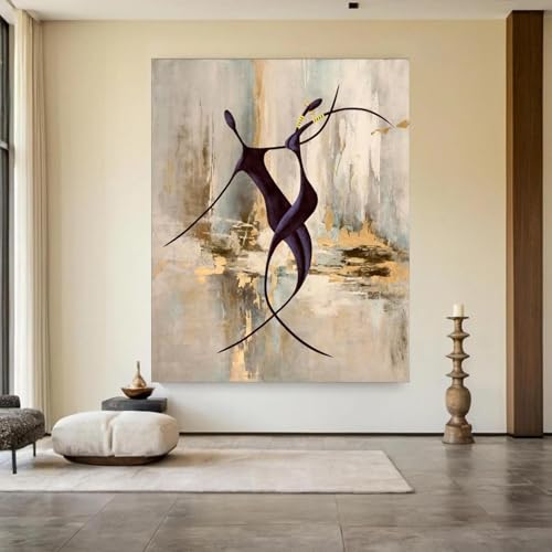 Image of KEMEIQI Abstract Magic Dance Hand Painted Oil Painting On Canvas Nature Art Painting Texture Wall Art For Living Room Decoration 30x50cm Frameless