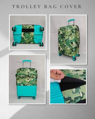 Image of Army Printed Luggage Cover for Traveling Bag & Suitcase - Stretchable & Scratchproof Trolley Protector with Velcro Lock & Lightweight Washable Material(Suitcase Not Included, Only Cover in Product)