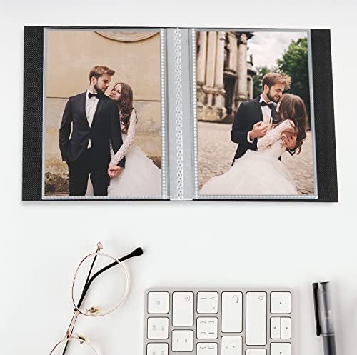Miaikoe Photo Album 8X10 Clear Pages Pockets Linen Cover With Front Window Slide In Photo Album Holds 100 Vertical 8X10 Photos Picture Book For Anniversary Baby Family (Black) #TOP2