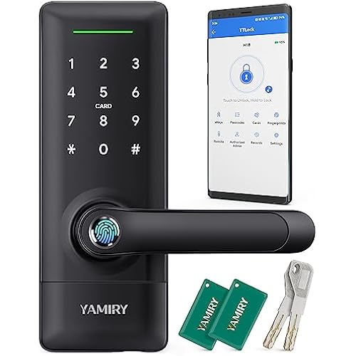 Yamiry Smart Door Lock, Biometric Fingerprint, Keyless Entry, App Control, 6 Ways to Unlock, DIY Installation, Black