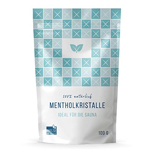 DIYer® 100g Mentholkristalle im praktischen Zipper Beutel - zertifizierte Premium Qualität aus 100% reinem Minzöl - Ideal als Sauna Aufgussmittel...