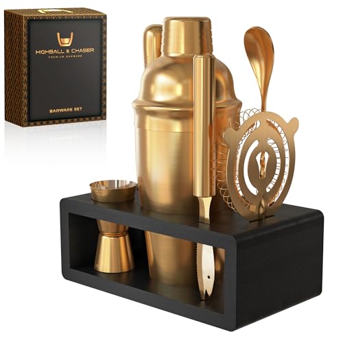 Highball & Chaser Cocktail Shaker Set: Bartender Kit for Home Bar Mixology Cocktail Bar Set Plus E-Book with 30 Recipes (Antique Gold) - Thumbnail 2