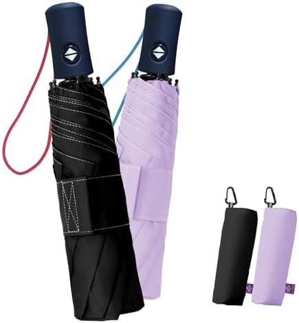 LILAC Reise-Regenschirm, 110 cm Klappschirm, windfest & robust | Für Regen & Sonne: wasserdichter Regenschirm mit UPF 100+ UV-Schutz, windfester Rahmen, leicht, kompakt & reisetaug