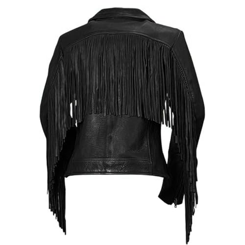 Women's Genuine Leather Fringe Motorcycle Jacket | Native American Western Biker Leather Jacket2