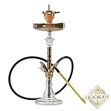 The Hookah ALEXA Premium Shisha Set - Designer Edelstahl Wasserpfeife - Komplettset mit 4 Anschluss - Shisha Geschenkset mit Zubehör - für Zuhause und Unterwegs