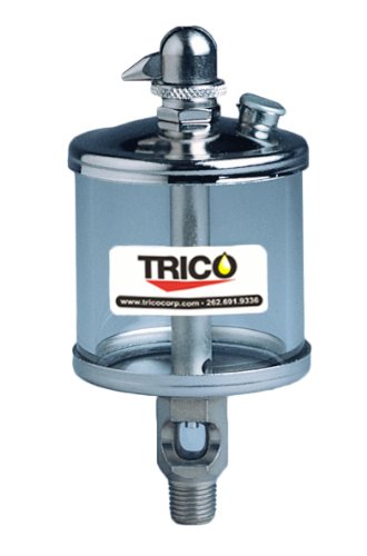 Trico Heavy Gauge Steel Gravity Feed Oiler with Heavy Wall Heat Resistant Glass Reservoir, 10 oz Capacity, 3/8" NPT Male, 3-1/8" Diameter x 6-13/16" Height