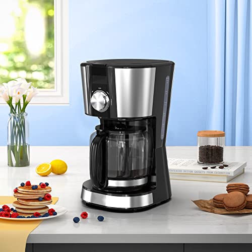 Hesasdg 12-Cup Programmable Coffee Maker: Automatic Drip Coffee Maker With Timer, Auto Shut Off, Smart Anti-Drip System, Quick Brew, Keep-Warm Plate, Electric Filter Coffee Machine With Coffee Pot #TOP6