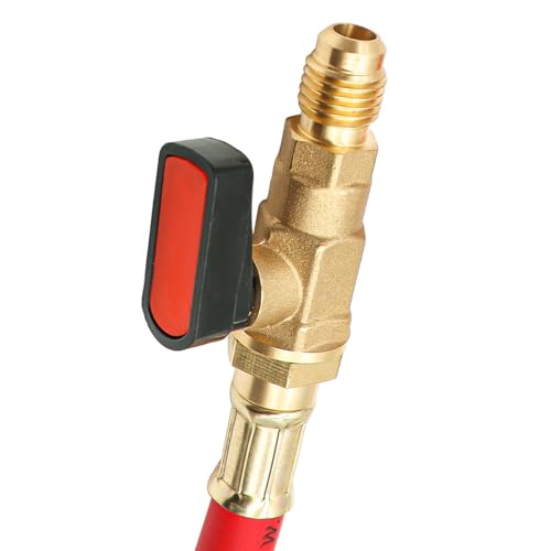 Nicear 3-teiliges Füllschlauch- und Kugelhahn-Set, farbcodierte Schläuche/mit Kugelhahn, 1/4-Zoll-SAE-Gewinde für AC/HVAC-Wartungskit und Klimaanlage (24 cm)