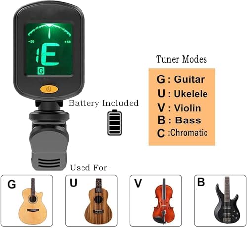 Image of IMAGINEA Acoustic Guitar Accessories Tool Kit Including 3 Guitar Strings, Tuner, Capo, 3 in1 Resetting Winder Tool, Bridge Pins, Guitar Nuts Saddle (Black and White) & 5 Picks