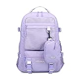 FANDARE Rucksack Schulrucksack Rucksäcke Schüler Schultasche Junge Mädchen Schulranzen mit Federmäppchen Jugendliche Casual Daypacks für Schule Uni Büro Reise Alltag Freizeit Party Campus Lila
