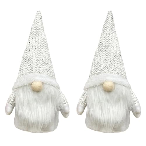 Cabilock 2er Set Weihnachtswichtel Figuren Weiß - 28 cm Große...