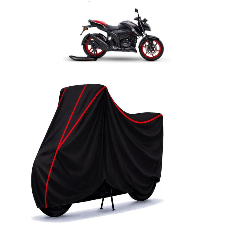 Image of Apache 160 2v Water Resistant Bike Cover for All Motorcycles & Rain | Heavy Duty Taffeta Fabric | UV Protection, Dustproof, Scratchproof | All Weather Two Wheeler Body Cover with Elastic Bottom