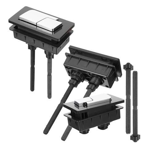 Artibetter Botón Pulsador de Doble Descarga Rectangular para Tanque de Inodoro, 3 Piezas de Repuesto Negro para Válvula de Descarga, Accesorio Práctico para Baño Doméstico y Comercial