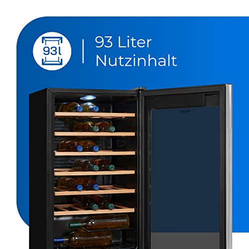 Foto von Exquisit WS1-34-GTE-030G Weinkühlschrank - 93 L Weinkühler mit Holzablagen