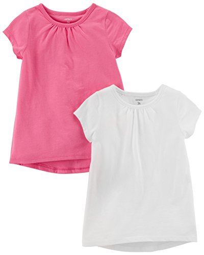 Carter's Baby Girls' 2-Pack Tees, White/Pink, 12 Months