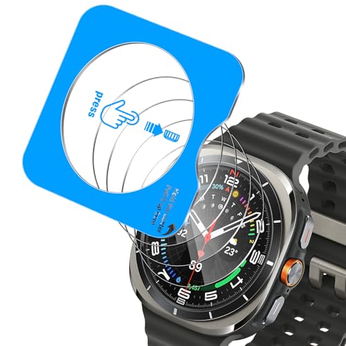 Yanwen Protector de Pantalla para Samsung Galaxy Watch Ultra (2024/2025) Con Marco Montaje, 4 Piezas Dureza 9H Vidrio Templado para Samsung Watch 7/8 Ultra, Anti-arañazos Cristal Templado