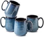 Hasense Coffee Mugs, 15 OZ Coffee Cups Ceramic Set of 4 with Handle for Man Woman, Porcelain Coffee Cups Set for Tea, Cocoa, Milk, Latte and Cappuccino, Blue