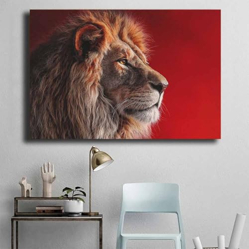 Impression sur toile lion abstrait marron 70x100cm pour decoration murale salon