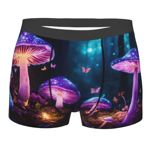 asbwuo Herren-Boxershorts mit Magic Mushroom-Print, feuchtigkeitsableitende, atmungsaktive Baumwollunterwäsche, bequemer, Flexibler Bund