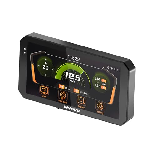 INNOVV N2 6 Apple Carplay Screen for Motorcycle, Touch Screen Wireless Apple CarPlay & Android Auto GPS Navigation System, 5G Wi-Fi, IP67 Waterproof, Bluetooth, Parking Mode, Siri, App Connect
