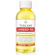 TERLANS Refined Linseed Oil 100 ml 3.38 Fl.Oz Oil Paint Thinner & Medium for Artists, Improves Flow, Transparency & Gloss, Non-Yellowing Natural Linseed Oil, Wood Preserver