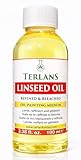 TERLANS Linseed Oil Refined, 3.38 Fl. Oz (100 ml) | Natural Oil Paint Thinner | Wood Preserver