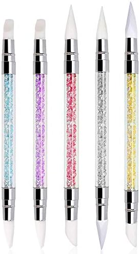 5Pcs Rhinestone Nail Art Brushes Silicone Nail Art Sculpture Pen Nail Art DIY Decoration Tool Nail Polish Brush Dotting Salon Tool Set