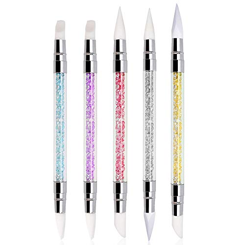 5Pcs Rhinestone Nail Art Brushes Silicone Nail Art Sculpture Pen Nail Art Diy Decoration Tool Nail Polish Brush Dotting Salon Tool Set #TOP22
