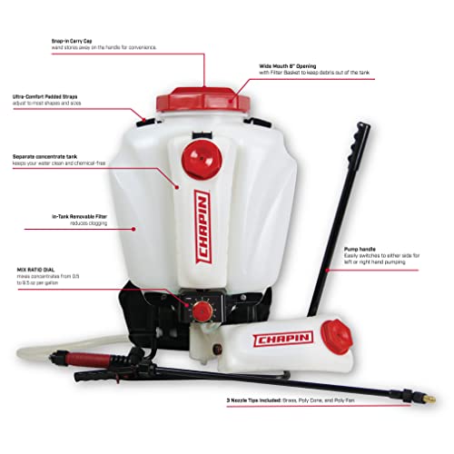 Chapin International 63950, 4-Gallon Mixes on Exit, Professional Backpack Sprayer, Separate Water and Chemical Tanks, 4-Gallon, Translucent White by Chapin International - Image 3