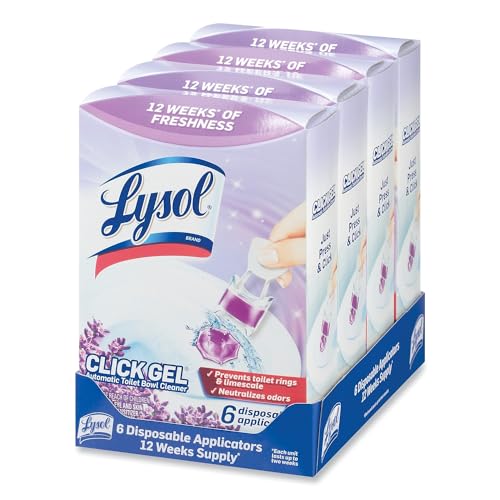 Image of Lysol Click Gel Automatic Toilet Bowl Cleaner, Bathroom Essentials, Toilet Freshener, Refreshing Lavender Scent, 6 Count (Pack of 1)