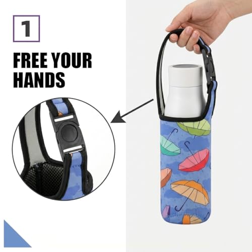 Image of HASTHIP Water Bottle Bag with Quick Release Buckle Strap, Neoprene Insulated Child Water Bottle Carrier Holder Sling Pouch for 300 to 500ml Bottles, School Travel Outdoor Sports and Daily Use