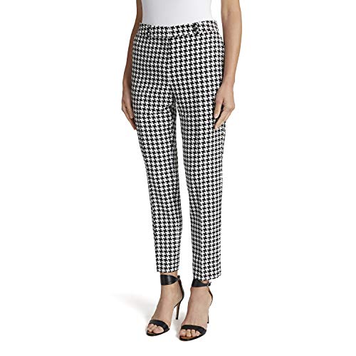 Tahari ASL Women's Ankle Pant, Black Ivory Houndstooth, 12