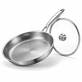 Pexucalm 12" Titanium Frying Pan with Lid, Non-Stick Hammered Skillet