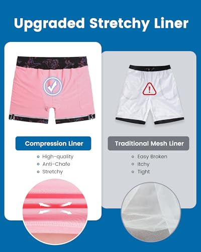Image of maamgic Mens Swim Trunks with Compression Liner 5 Inch, Quick Dry Bathing Suit with Zipper Pockets, No-Chafing Swim Shorts