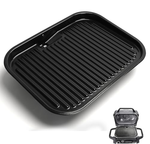 MOASKER Cast Iron Griddle for Ninja Woodfire OG700 Series Grills, Grill Griddle Pan for Ninja XSKGRDPLT Woodfire Outdoor Grill Flat Top Griddle Plate Accessories, Polished Porcelain Coated, Thickened