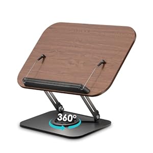 Viozon Book Stand for Reading,Book Holder, Height&Angle Adjustable, 360° Rotating Base, Foldable and Portable, Lightweight for Office, Kitchen, School Textbook, Recipe, Magazine,Kindle,Tablet DW