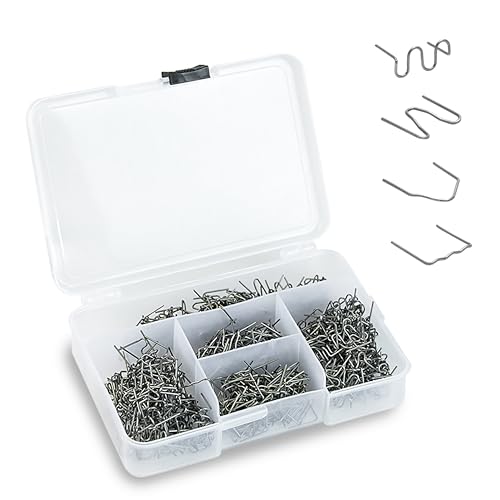 Inokraft 500pcs Plastic Welding Staples Kit, 4 Types Hot Staples (M-Shaped, Wave, V-Shaped, Flat) for Plastic Welder Gun, Repair Car Bumpers, Plastic Cracks, ABS, PVC, Nylon, and More
