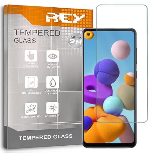 REY 3X Protector Pantalla para Samsung Galaxy A21S - Galaxy A21, Cristal Vidrio Templado Premium