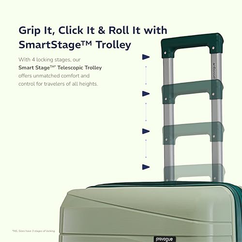 Image of Provogue Azure Hard-Sided PP 75 Cm Check-in Large Size Luggage Suitcase | Expandable Space with 8 Wheels Trolley Bags for Travel | Combination Lock | 5 Year Warranty (Laurel Green /Hunter Green)